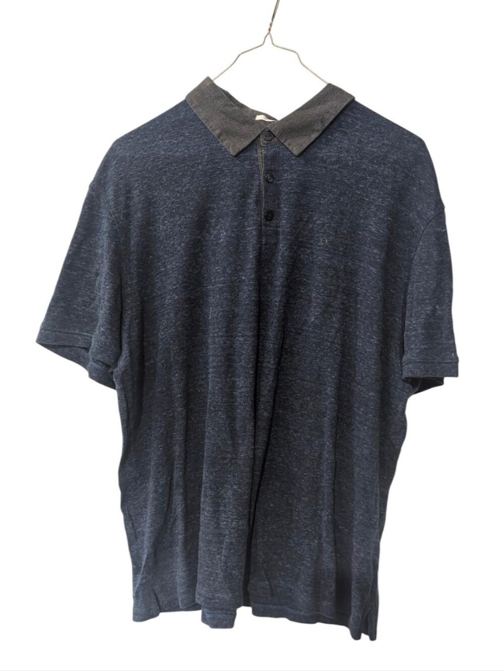 Calvin Klein Liquid Touch Navy Heather Polo with Contrast Gray Collar